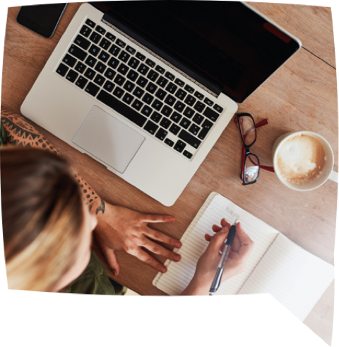 Woman working on laptop